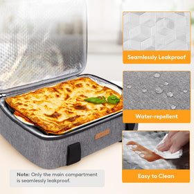LUNCIA carrier fits 9x13 baking dishes for versatile meals.