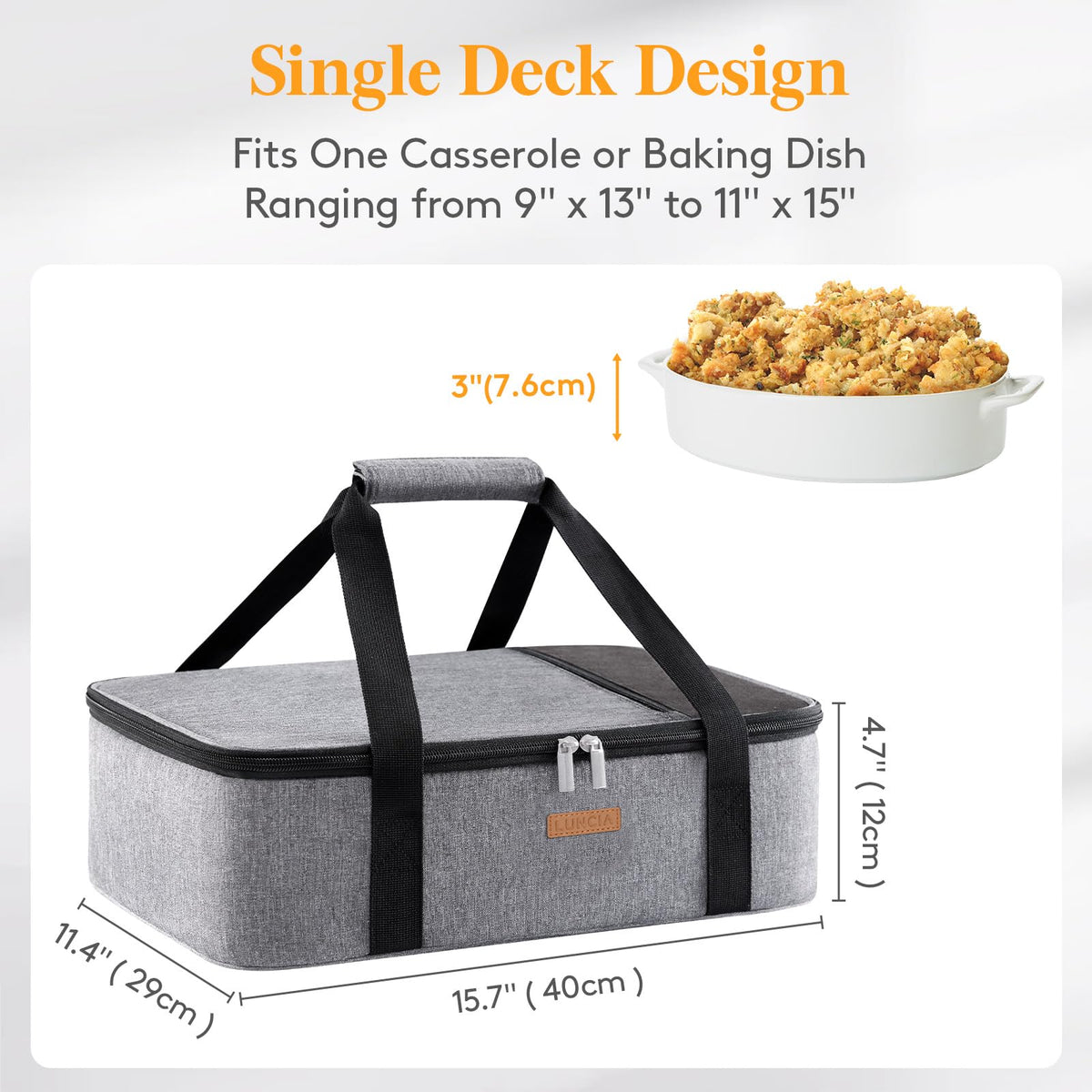 LUNCIA casserole carrier open lid for easy loading and quick setup.