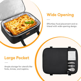LUNCIA casserole carrier padded handles with Velcro for comfortable carry.
