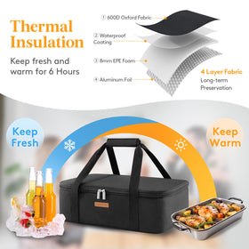 LUNCIA casserole carrier wide opening loading capability for lasagna.