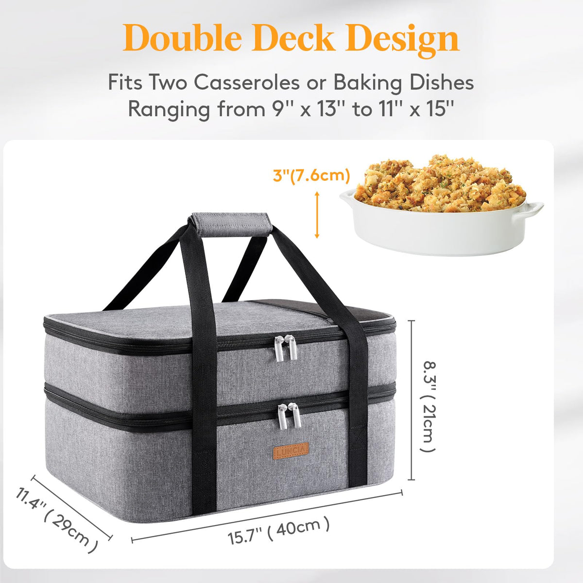 LUNCIA casserole carrier interior showcases lined insulation for temperature retention during transport
