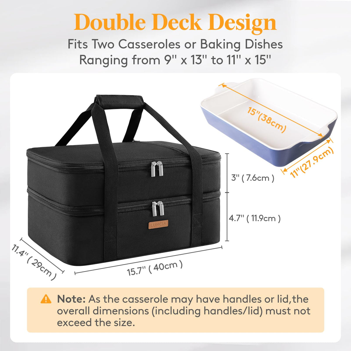 LUNCIA carrier with dual compartments for main dish and sides during events
