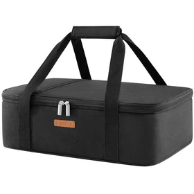 LUNCIA insulated double-decker casserole carrier front view for easy transport.