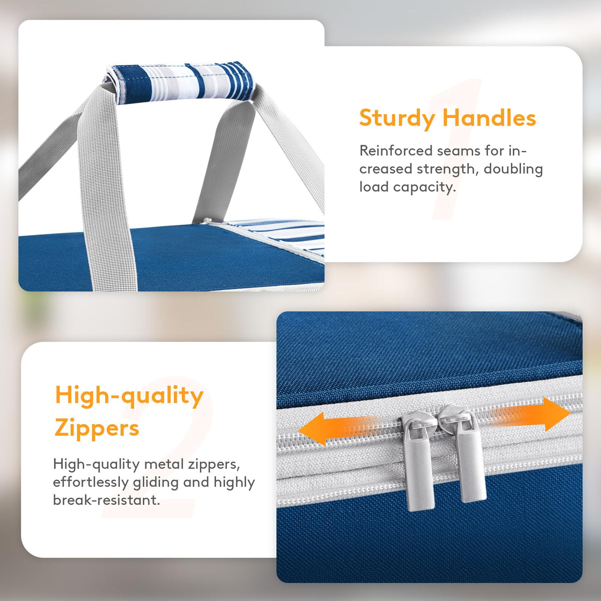 LUNCIA Lasagna Lugger Tote handles in use during transport.