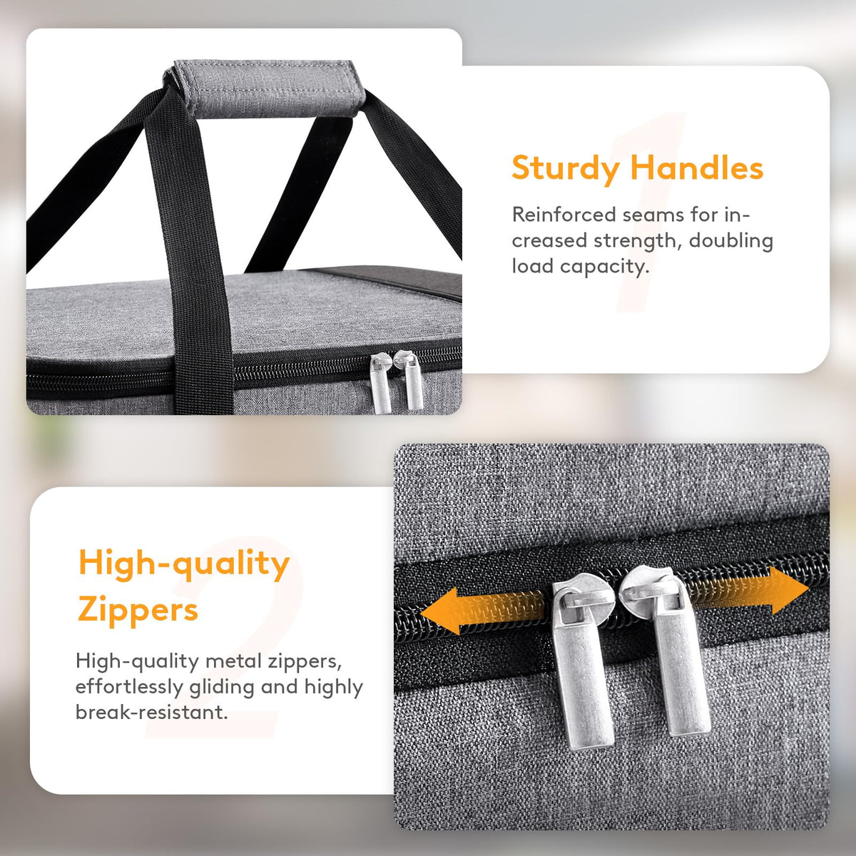LUNCIA padded handles with velcro offer comfortable carrying