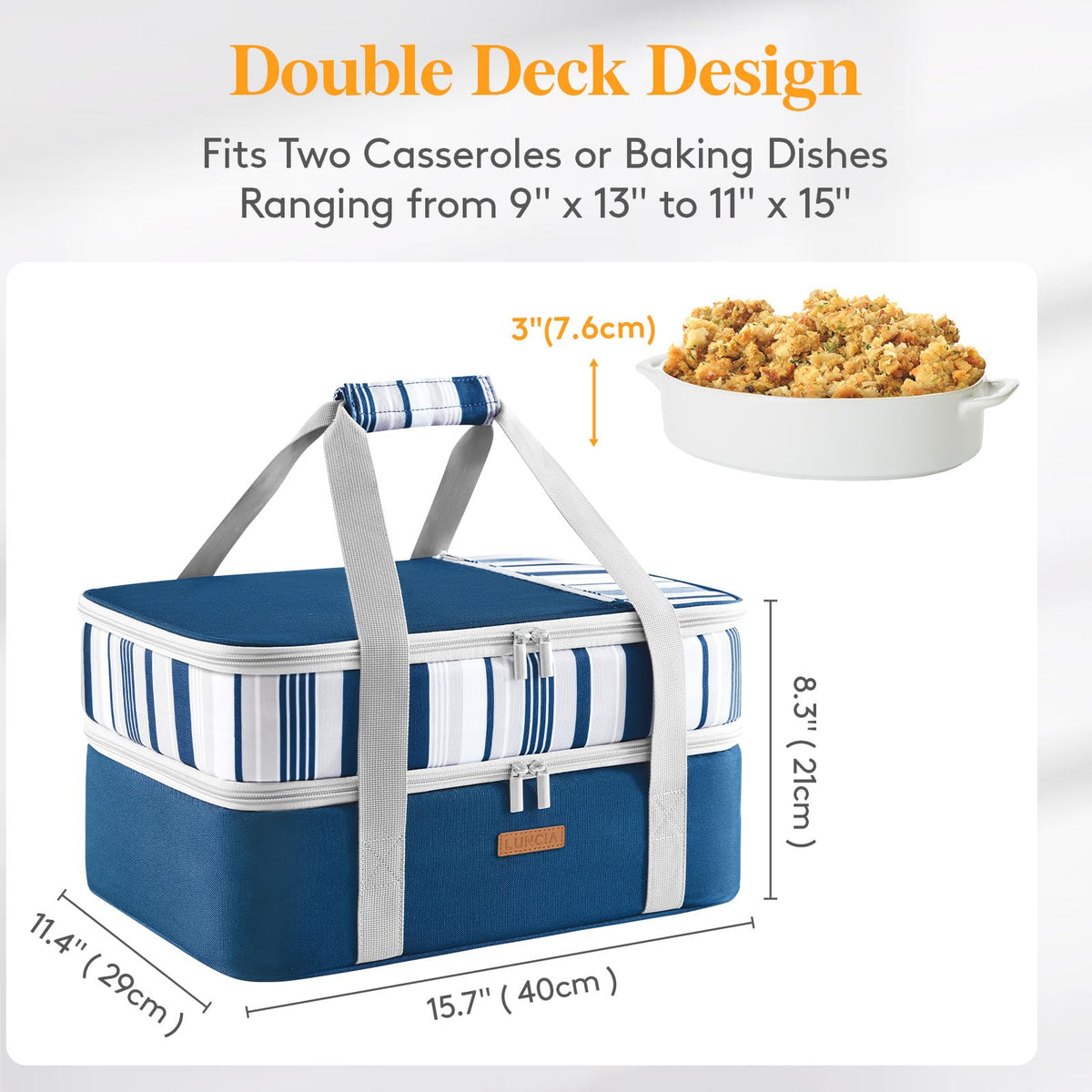 Dual-compartment design enables organized packing for meals and sides.