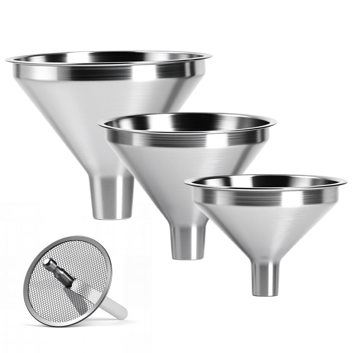Lunexira four-piece funnel set large funnel for precise liquid transfer.