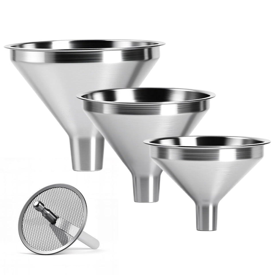Lunexira four-piece funnel set large funnel for precise liquid transfer.