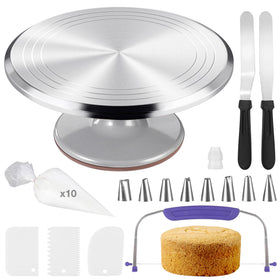 LUOBAO 12-inch cake turntable base with smooth rotation for precise icing work