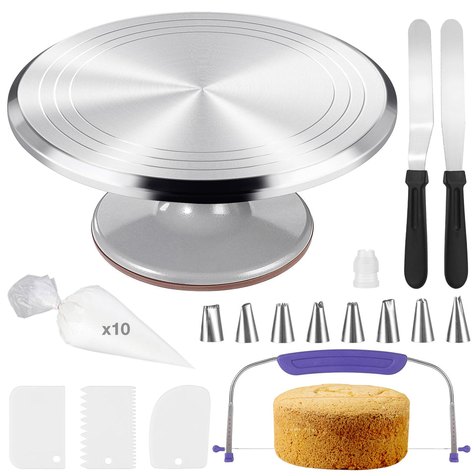 LUOBAO 12-inch cake turntable base with smooth rotation for precise icing work