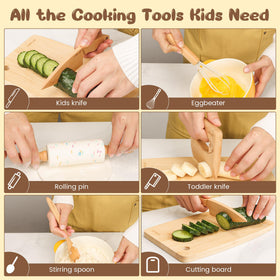 Luolao kids baking set in natural wood for creative pretend cooking sessions