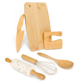 Luolao wooden kids knife set with safe blades for real cooking