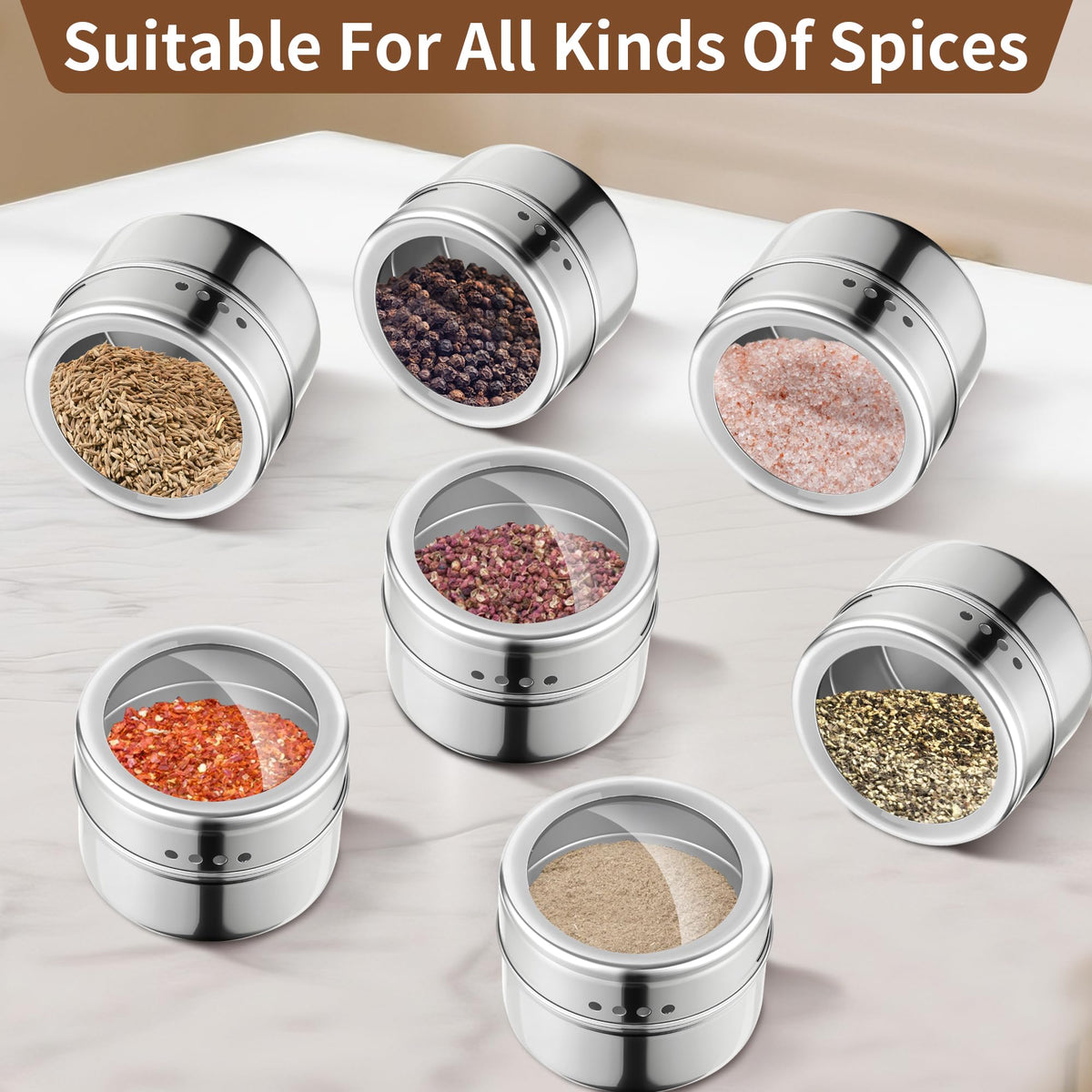 Luqagol kitchen organization on metal surfaces keeps spices within reach.