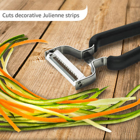 LURCH julienne Y-peeler blade close-up showing stainless steel edge