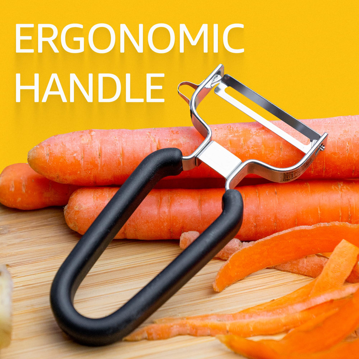 LURCH stainless steel blade close-up highlighting durable peeling performance.