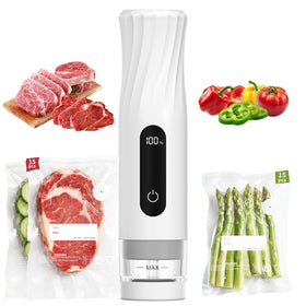 Lurious compact vacuum sealer front view, slim design ideal for small kitchens.