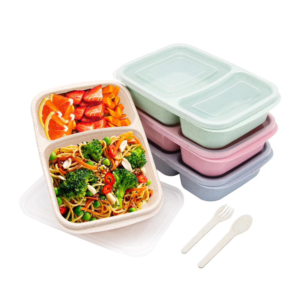 Luriseminger 4-pack bento lunch box with two compartments for organized meals.