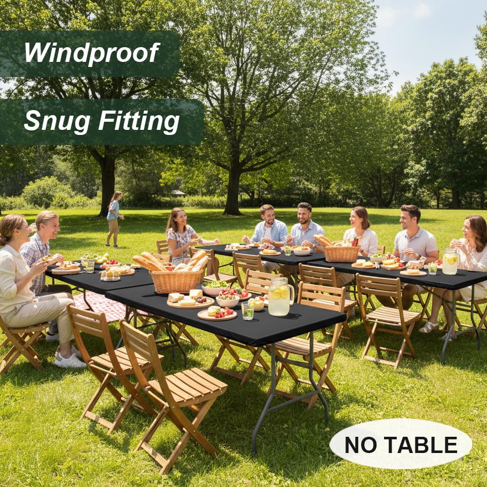 LUSHVIDA elastic corners windproof design keeps the table cover secure outdoors.