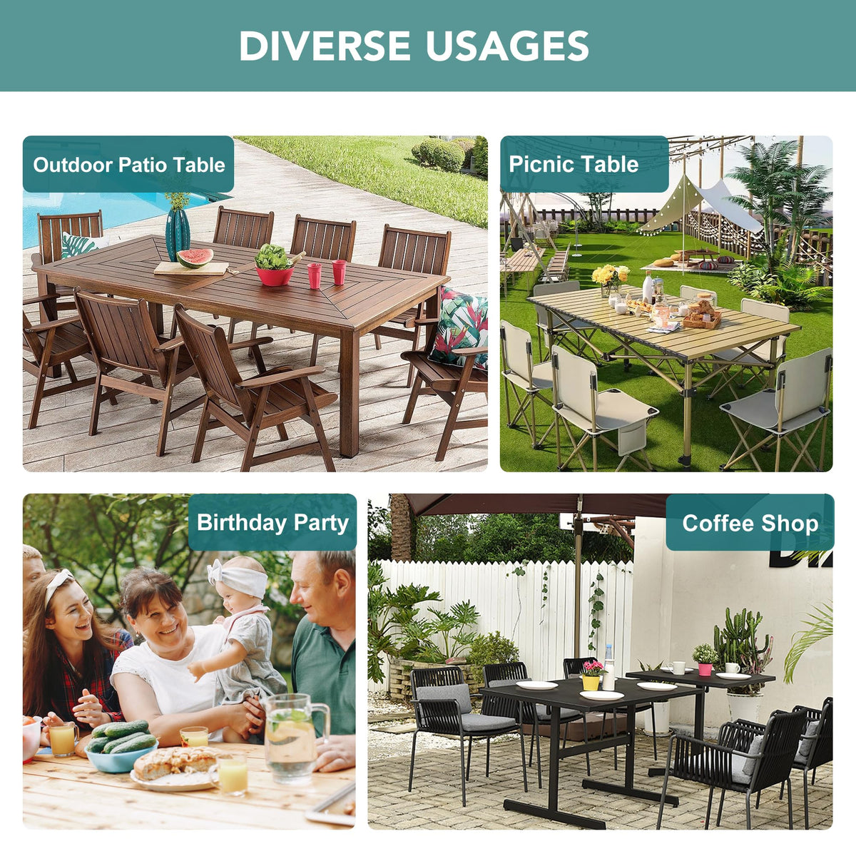 LUSHVIDA wipeable surface cleans quickly after spills outdoors.