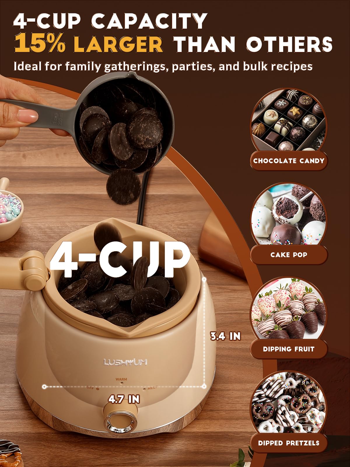 LUSHYUM durable silicone insert resists cracking for long-term chocolate making
