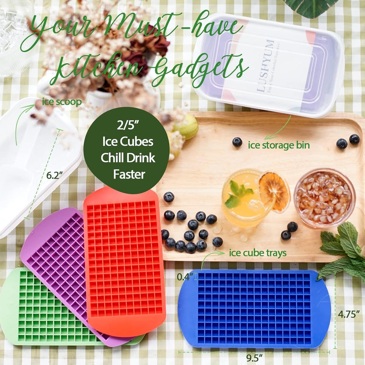 LUSHYUM silicone ice tray closeup highlights easy release design.