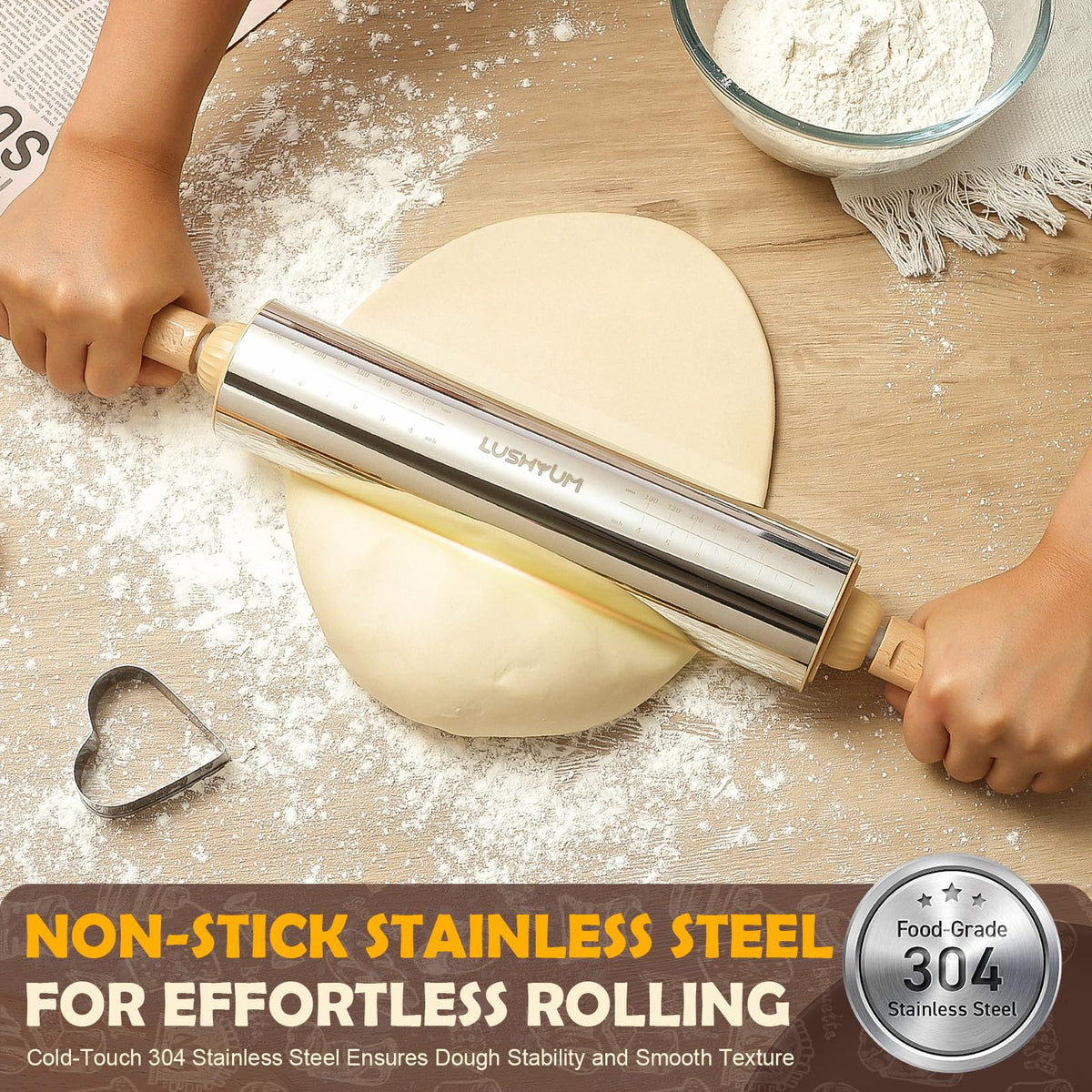 LUSHYUM thickness rings showing four options for precise dough thickness