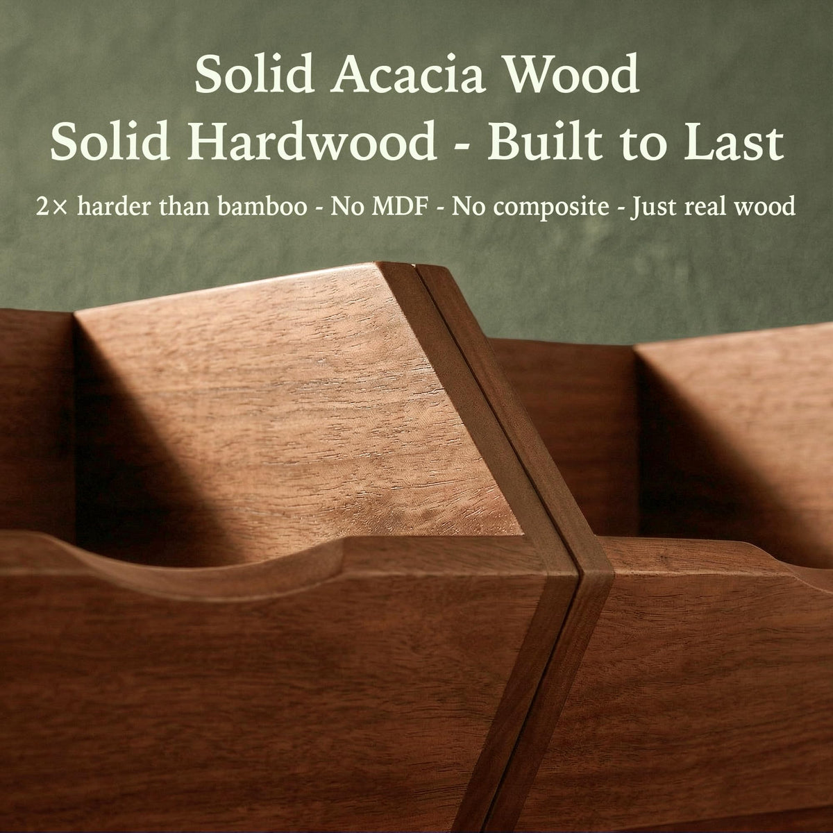 LUSHZLUMBERA acacia bin showcases durable wood grain ideal for frequent kitchen use.