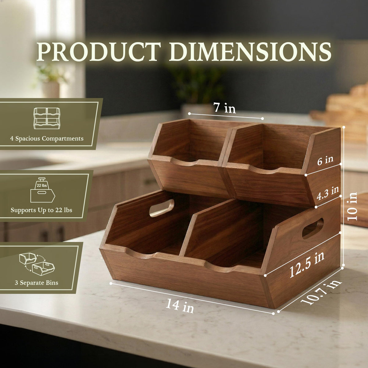 LUSHZLUMBERA open-front bin demonstrates ventilated design promoting airflow around produce.