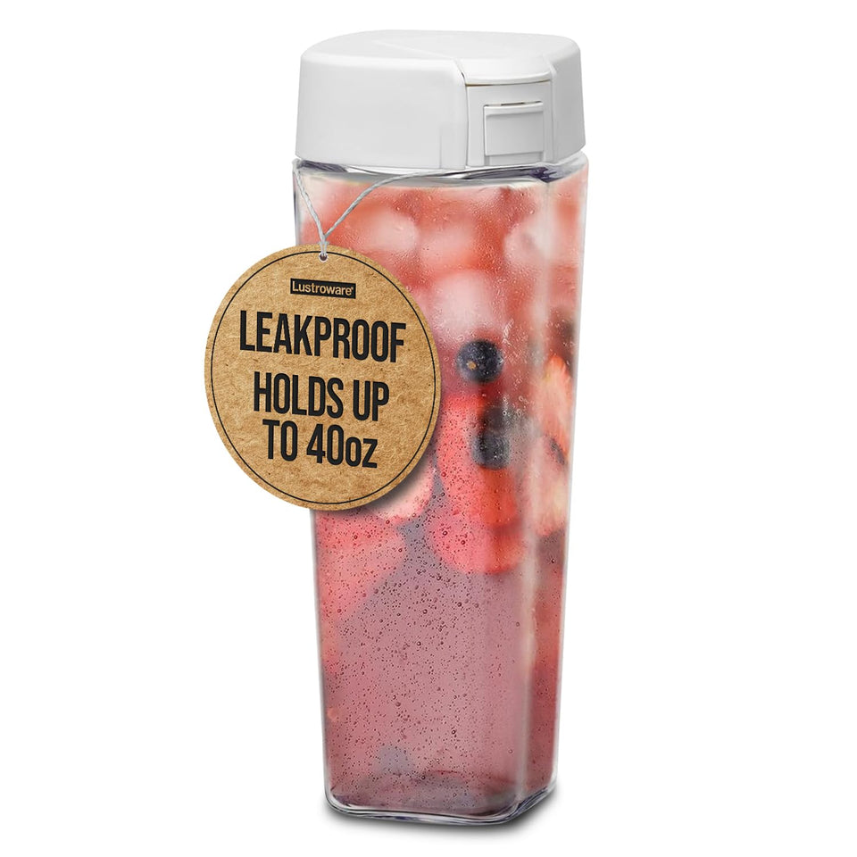 Lustroware QuickFlip Slim Airtight Pitcher—1.2L pour-ready design for easy hydration at home or on the go.