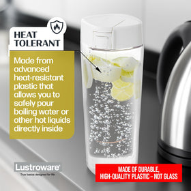 Lustroware QuickFlip Slim Airtight Pitcher—dishwasher-safe for effortless cleaning.