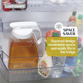 Lustroware QuickServe pitcher dishwasher-safe design for quick cleaning.