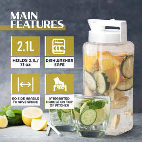 Lustroware SlideServe Slim Pitcher BPA-free SAN plastic for safety