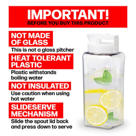 Lustroware SlideServe Slim Pitcher flat design fridge carafe saves space