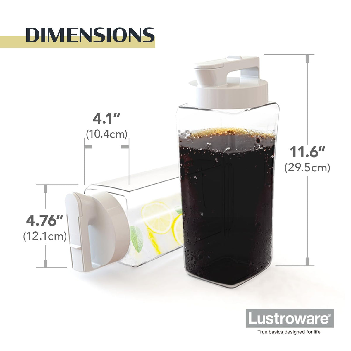 Lustroware SlideServe Slim Pitcher heat-resistant SAN body handles hot beverages