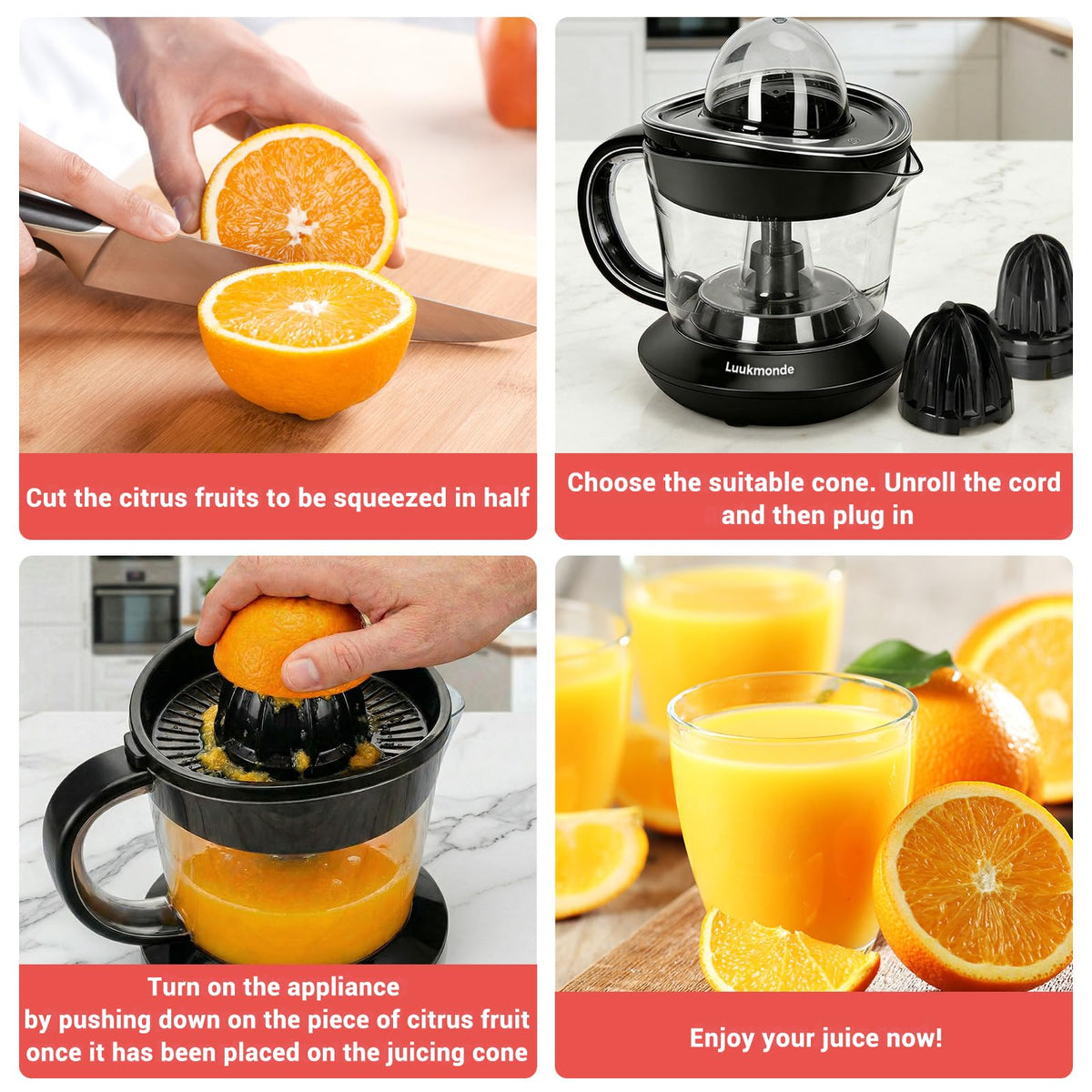 LUUKMONDE large reamer close-up for oranges and grapefruits, maximize yield