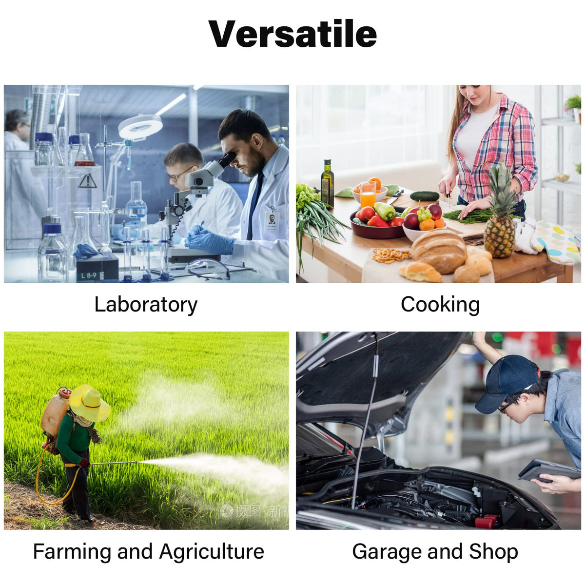 Luvan versatile for pool chemicals, lawn care, and kitchen tasks.