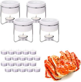 Luvan butter warmers ceramic cups for even melting of butter and dips.
