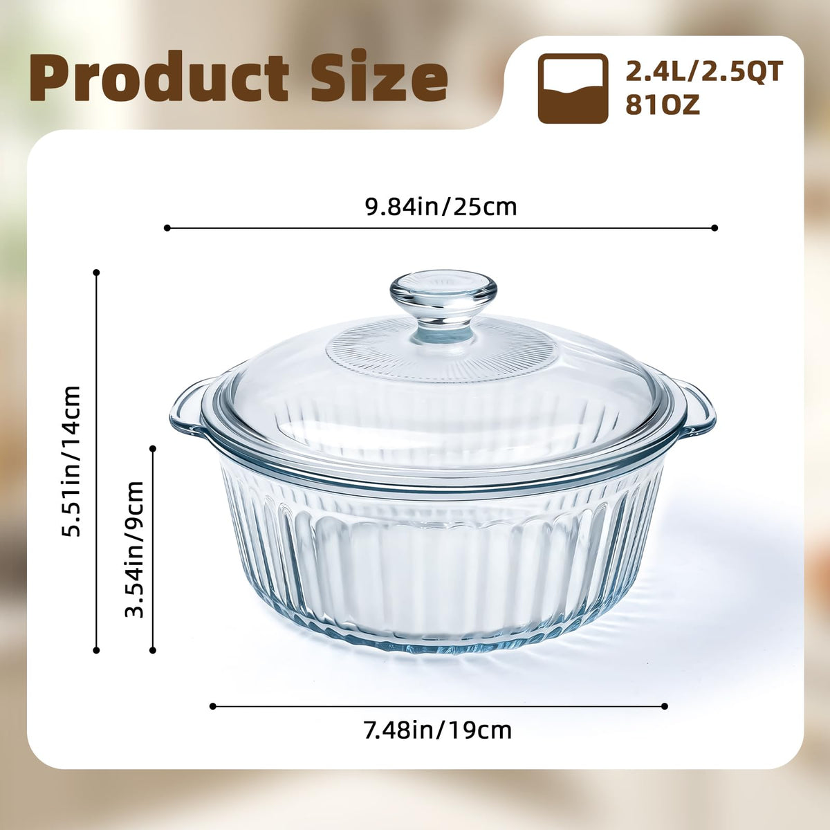Luvan glass casserole dish showing wide anti-slip handles for easy transport