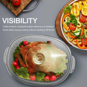 Luvan glass lid with knob seals heat and moisture