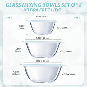 Luvan 1.1qt glass bowl with lid great for measuring ingredients at the table