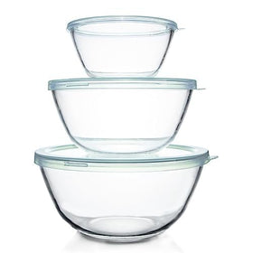 Luvan 2.7qt glass bowl with lid perfect for sauces and small prep tasks