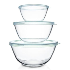 Luvan glass mixing bowls with lids in 4.5qt size ideal for batter prep and mixing