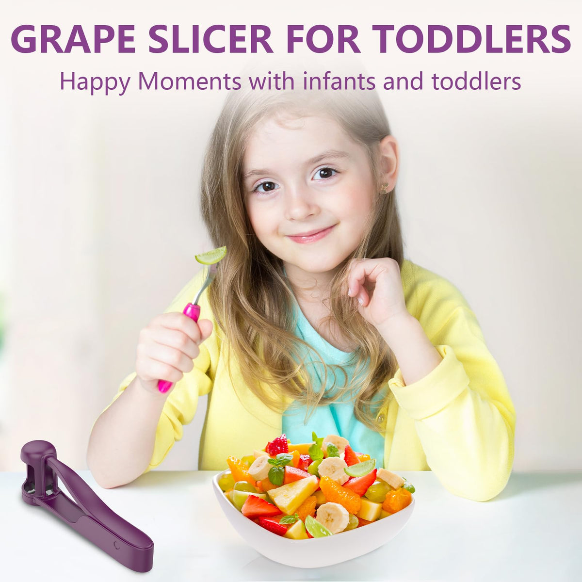 Luvan Grape Cutter helping parents create playful fruit plates.