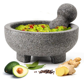 Luvan mortar and pestle 8-inch large capacity for grinding herbs and spices.