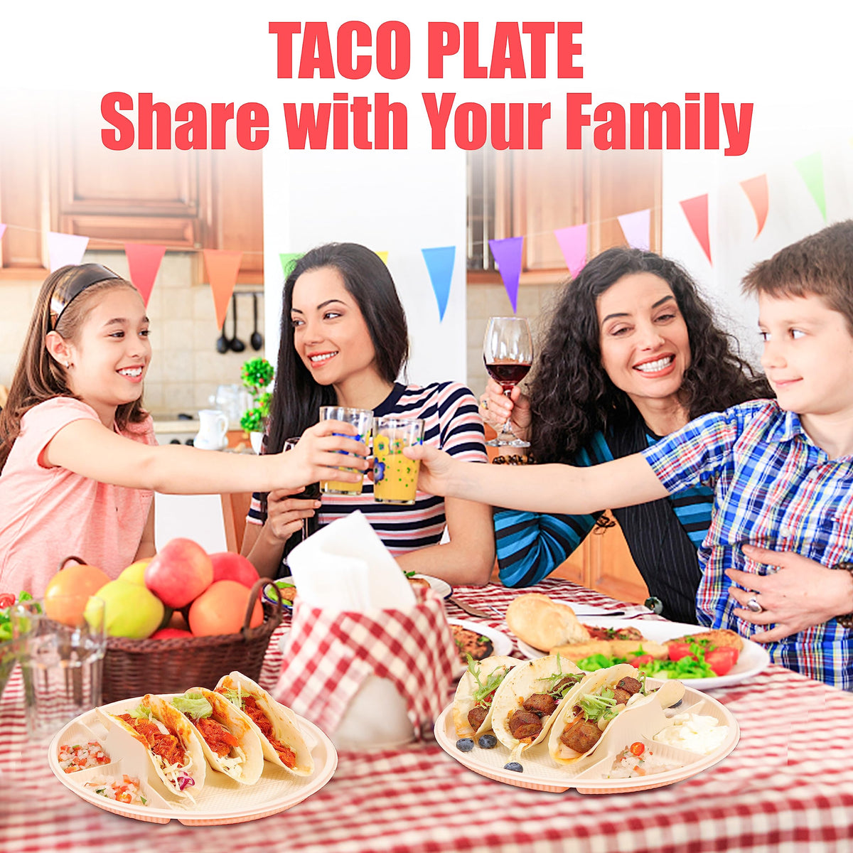 LUVCOSY bar set-ready taco plates for easy serving and cleanup.