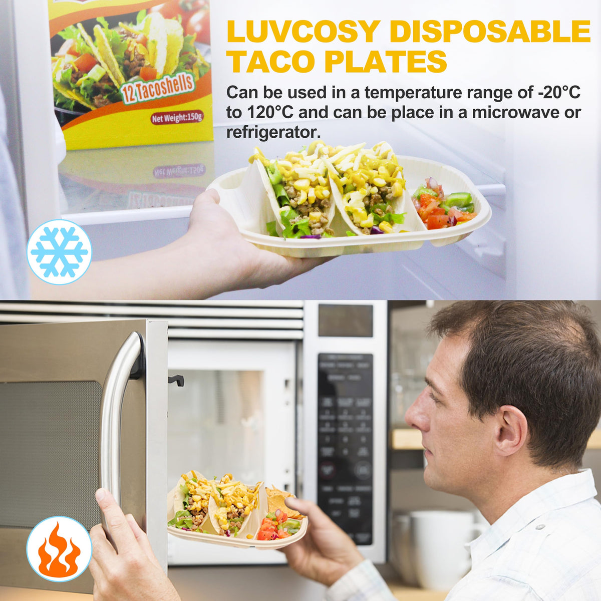 LUVCOSY biodegradable cornstarch material highlights eco-friendly dining.
