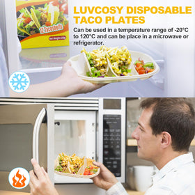 LUVCOSY biodegradable cornstarch material highlights eco-friendly dining.