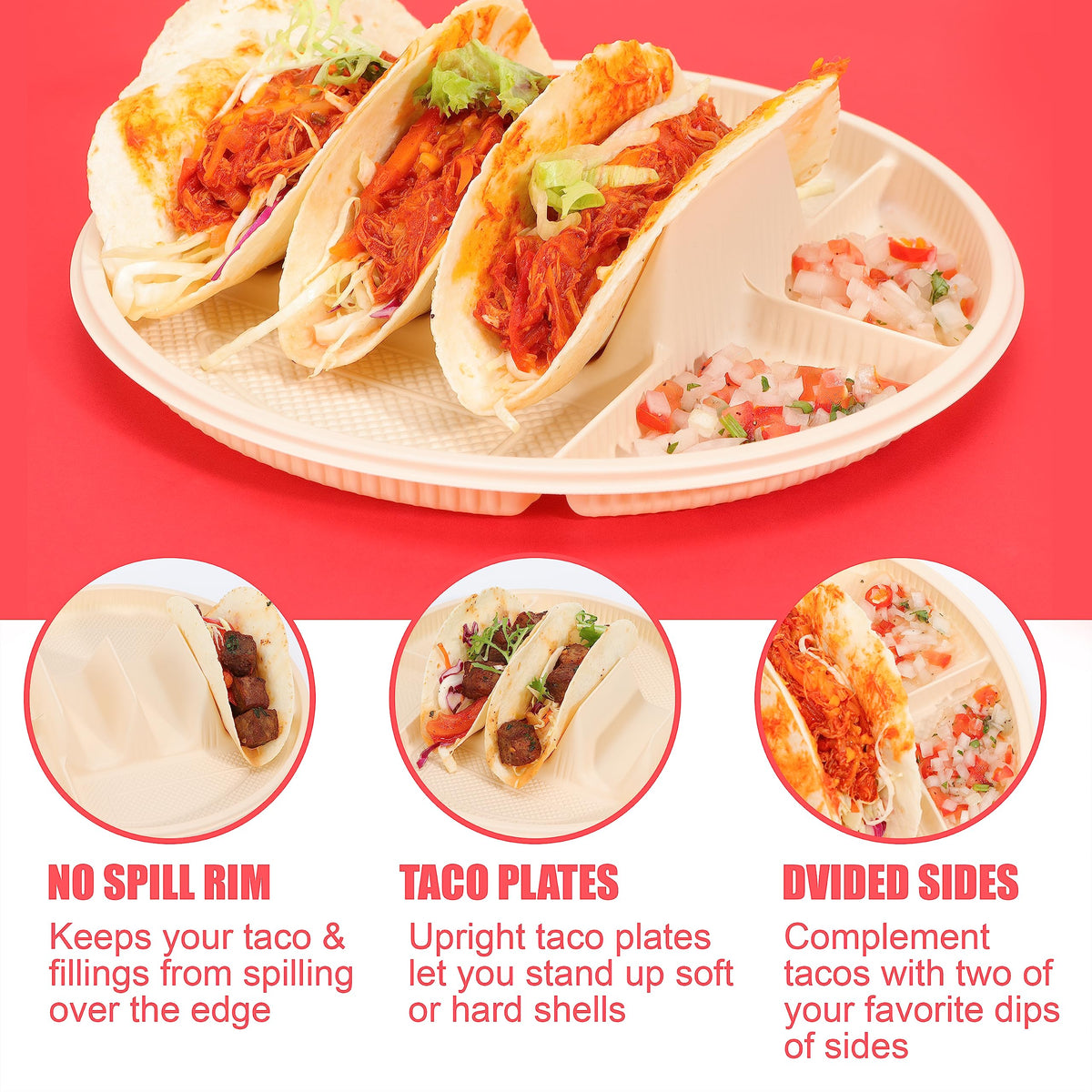 LUVCOSY biodegradable cornstarch plate—eco-friendly option for disposable gatherings.