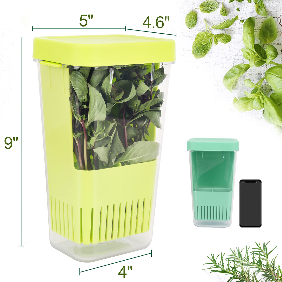 LUVCOSY inner basket with two handles for easy lifting and organized herb storage.