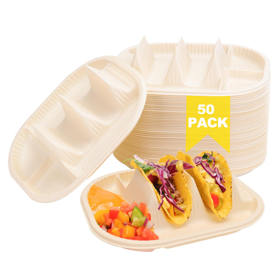 LUVCOSY small taco plates with two dip wells and compact footprint.